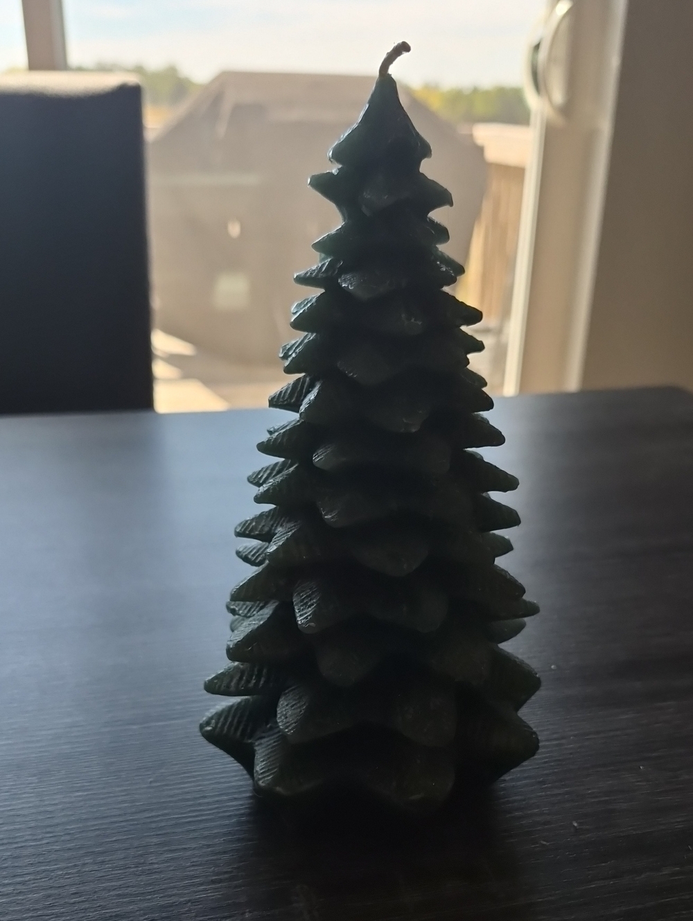 Crate and Barrel green tree Candle 8 in tall never lit
